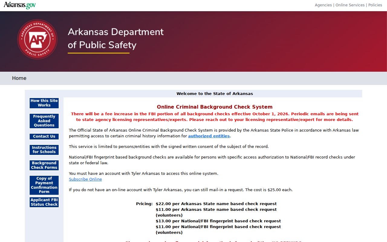 Bradley County criminal history Arkansas online background check system